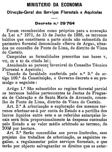 PONTE DE LIMA GOVERNO SUBMETEU AO REGIME FLORESTAL PARCIAL OS BALDIOS