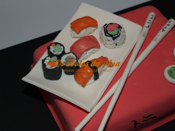 Bolo Temático 3D Prato de Sushi 