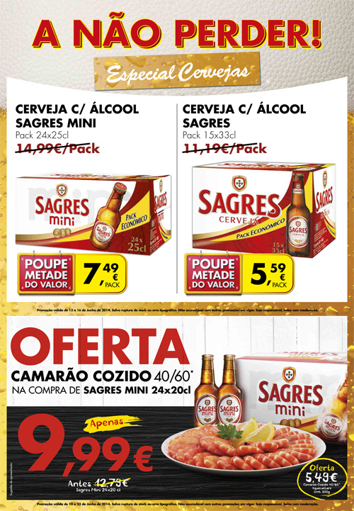 Novo Folheto Especial PINGO DOCE Cervejas de 13 a 16 junho