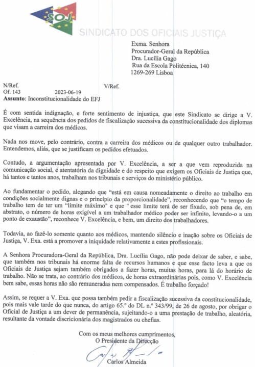 Mais uma Inconstitucionalidade do Estatuto EFJ