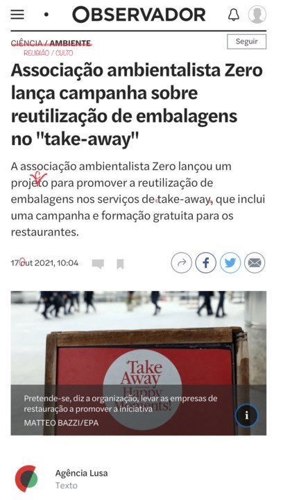 Associação ambientalista Zero lança campanha &c, Observidor (isso mesmo), 17/X/21