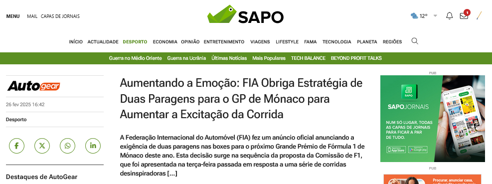 Aumentar a emoção…, Autogear, 26/II/25